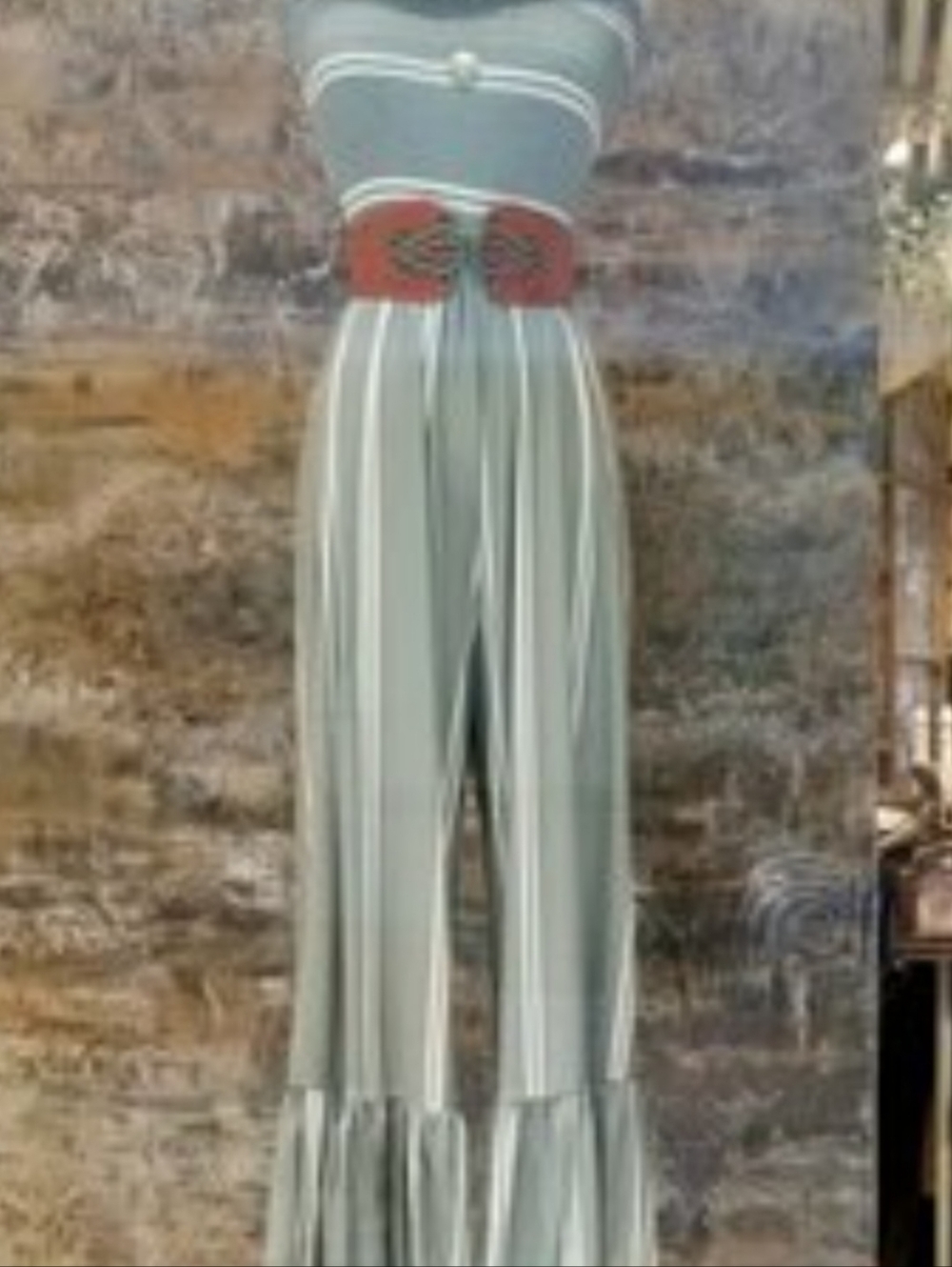 Altar'd State Olive Green Strapless Wide-Leg Jumpsuit Size M